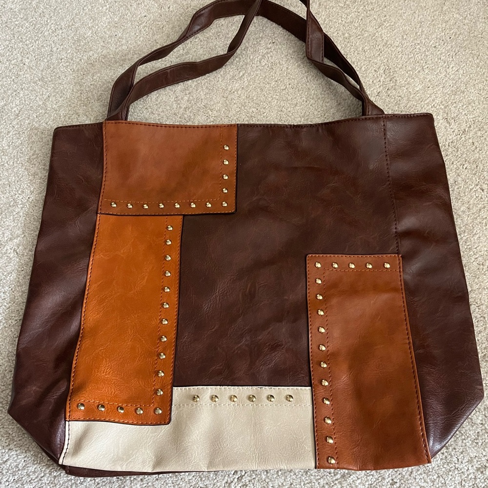 Vintage patchwork leather tote
